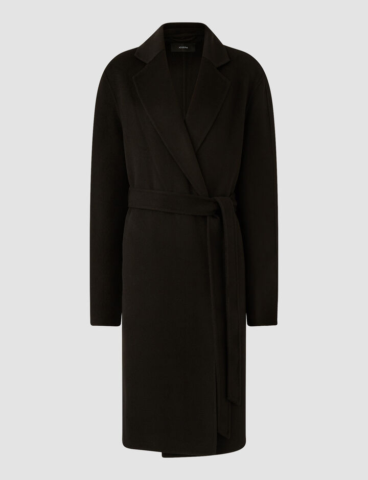Joseph, Cenda Long Dbl Face Cashmere Coats, in Black